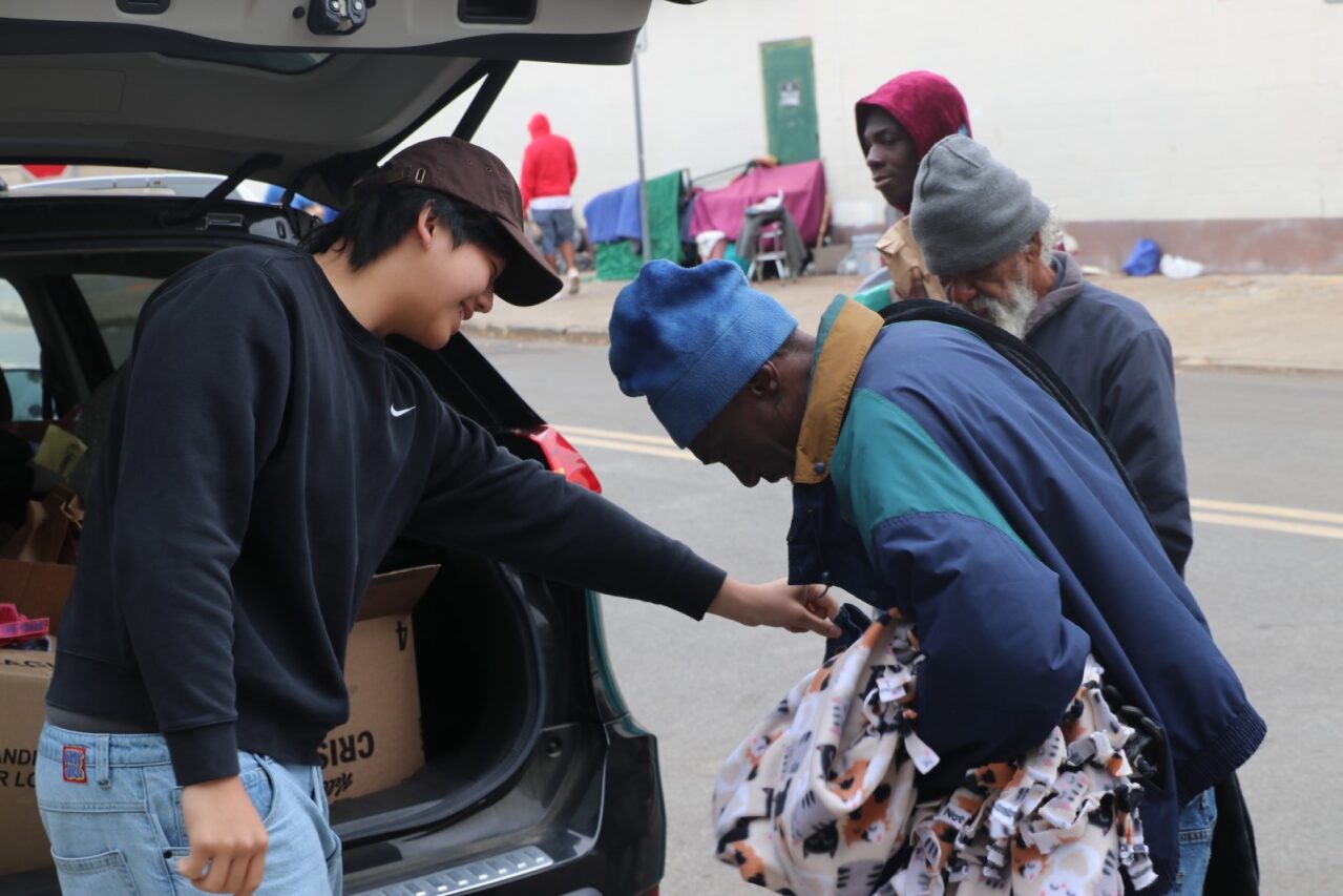 Volunteers helping community